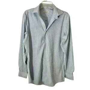 Perry Ellis Men's Blue Geo print Long Sleeve Button down Shirt Size Medium